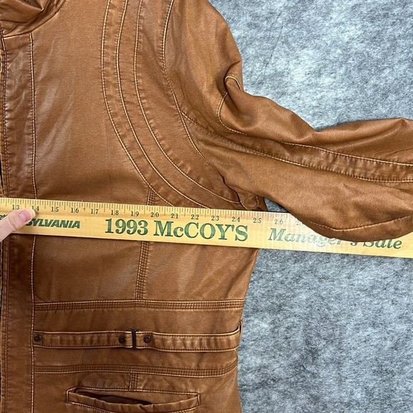 Women's Plus Size 2X Soft Faux Leather Jacket Big Chill Zipper Brown Tan *READ* - Picture 12 of 17